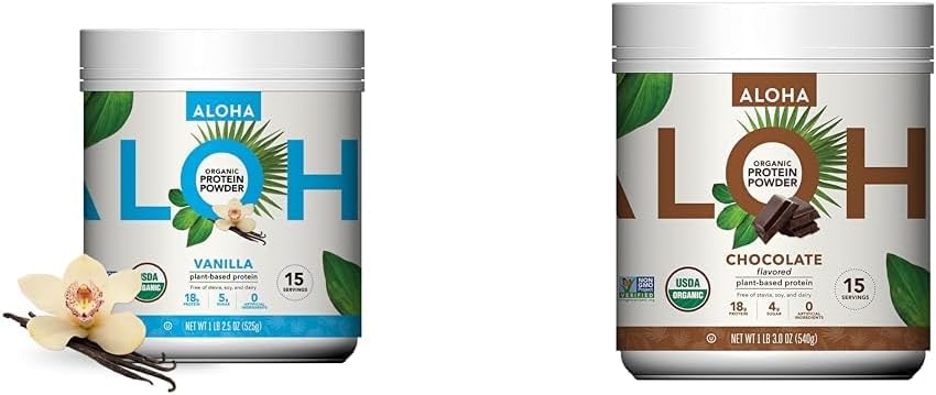 ALOHA Bio à base de protéines en poudre, Vanille 19,6 oz et chocolat 19,6 oz, 15 portions