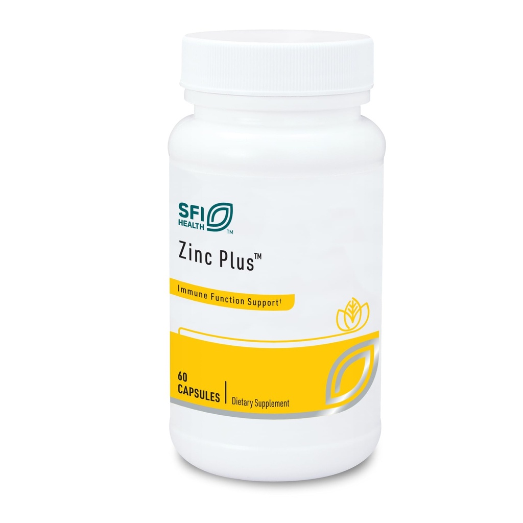 Klaire Labs SFI Santé Zinc Plus Supplément de soutien immunitaire - Citrate de zinc avec cuivre, vitamine B6 et vitamine C - Hypoallergénique (60 capsules)