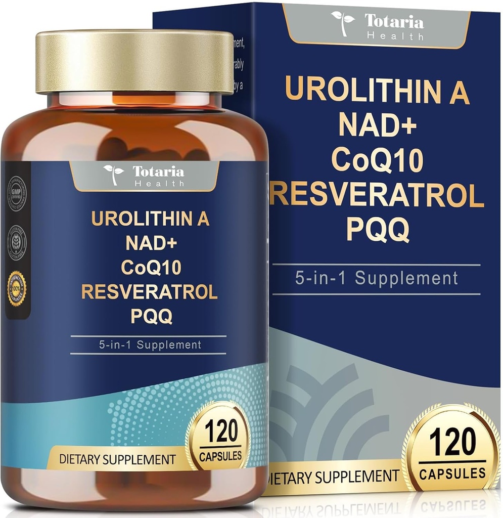 Totaria Urolithine A Supplément 1000 mg avec NAD+, CoQ10, Resvératrol