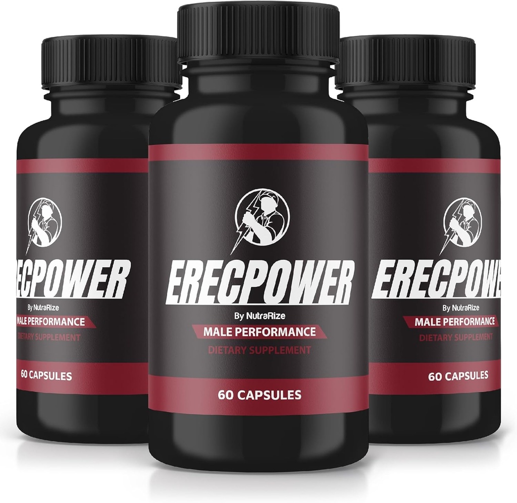 (3 Pack) ErecPower pour les hommes, pilules ErecPower officielles, supplément pour tous les hommes naturels, capsules pour stimuler l'énergie et la santé globale, Erec Power Support pour la performance de pointe, vitamine, examen (180 capsules)