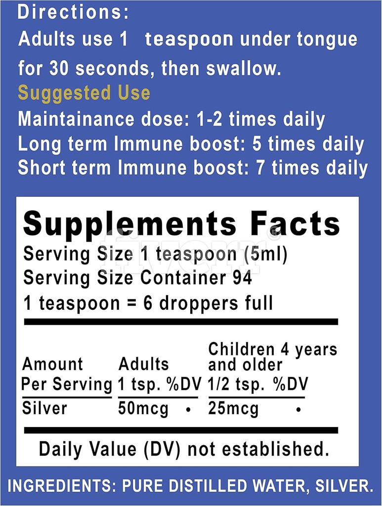 Colloïdal Argent liquide - Bouteille en verre de 16 oz de Silver Holisitcs