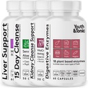 Youth & Tonic Liver Support, Kidney & Colon Cleanse and Digestive Enzymes Pills for Digestive and Renal Systems Health