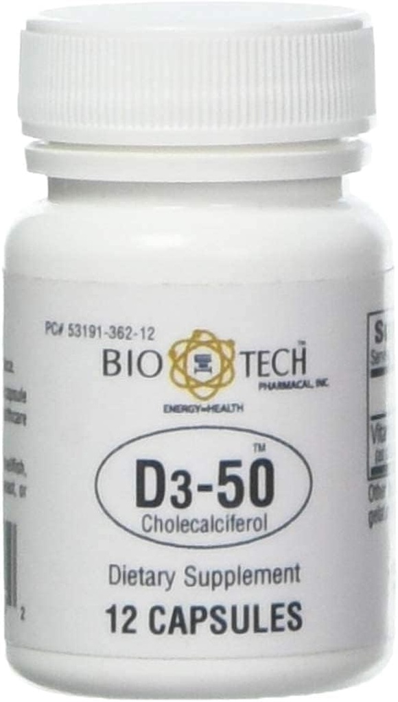 Bio-Tech Pharmacal Vitamine D3 (D3-50 50 k UI, 12 Compte)