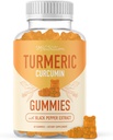 Gummies curcuma pour adultes (60 comtes, 30 jours d'approvisionnement) - Gummies supplémentaires curcuma urcuma avec/poivre noir pour le soutien mixte* - Ginger aromatisé, non OGM, végétalien, supplément joint sans gluten