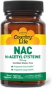 Country Life N-acétyl Cysteine (NAC) 750 mg – Soutien du foie Premium et supplément pour la santé pulmonaire – Puissante protection antioxydante, désintoxication du foie et nettoyage, soutien immunitaire, 30 capsules végétariennes