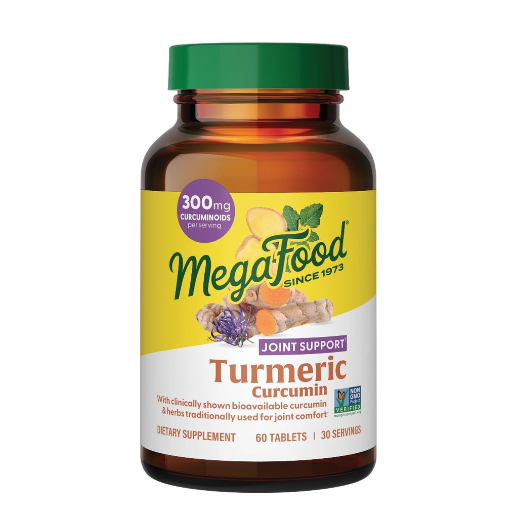 MegaFood Curcumin curcumin curcumin extra-fort - Supplément de soutien - Curcumin curcumin curcumin avec poivre noir et extrait de boswellie - végétalien - fait sans 9 allergènes alimentaires - 60 onglets (30 portions)