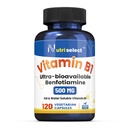 Vitamine B1 500MG, 120 Capsules, Non-OGM, Vegan, Sans gluten, Benfotiamine