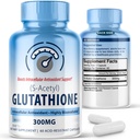 S-acétyl L-Glutathion 300 mg – 60 capsules résistantes à l'acide, suppléments d'acétyl glutathion à haute biodisponibilité S pour la santé du foie et de la peau, capsules de soutien antioxydants supplémentaires