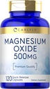 Oxyde de magnésium de Carlyle 500mg.120 Capsules.Qualité Premium.