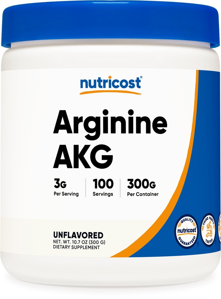 Nutricost Arginine AKG poudre 300 Grams (AAKG) - 3G par portion et 100 portions - Pure Arginine Alpha Ketoglutarate