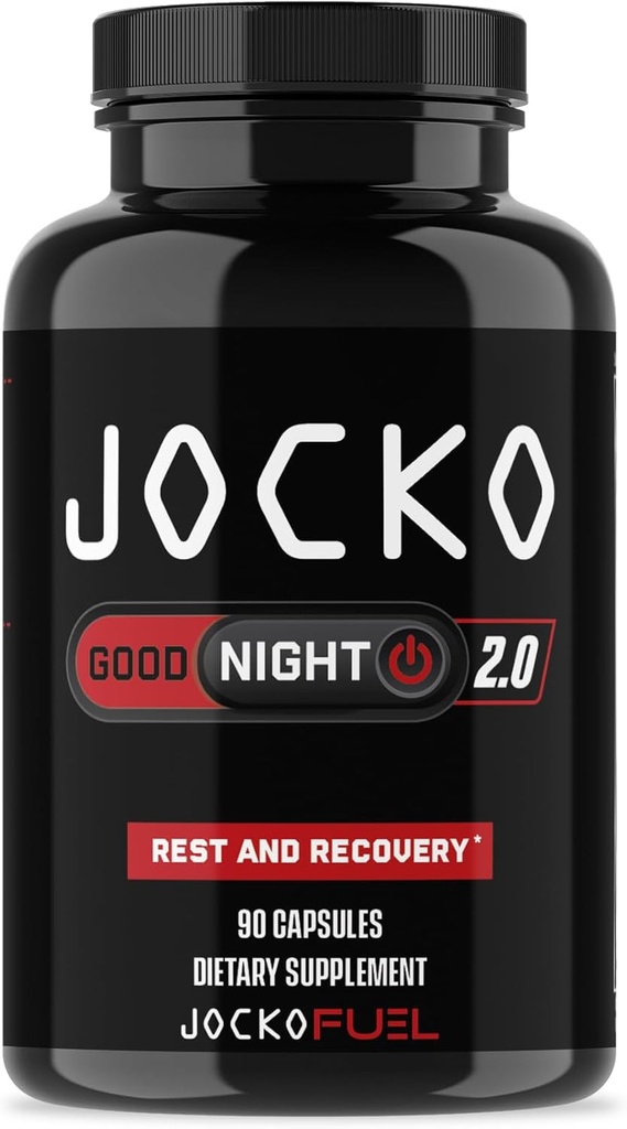 Jocko Carburant Bonne nuit aide naturelle au sommeil pour les adultes - Pilules de couchage pour le repos et la récupération, non-Habit formant avec extrait de cerise de tart, L-Theanine, lavande, et baume de citron (90 capsules) Emballage Mai Vary
