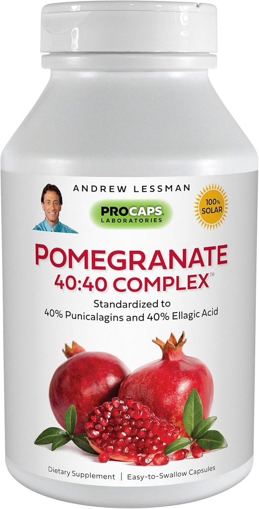 ANDREW LESSMAN Pomegranate 40-40 Complex 360 Capsules - All-Natural, High-Potency Extract to Protect Your Body from Free Radical Damage. No Sugar, Calories, Sweetener, Preservatives. No Additives
