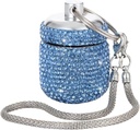 Bling Rhinestone Pill Bouteille Organisateur Daily Travel Pill Case Container Ring Holder Petite boîte de support de médicament pour supplément de vitamine Gum avec porte-clés (bleu clair)