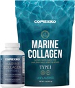 CORREXIKO Supplément de collagène marin Pills & Powder Bundle 1 mois d'approvisionnement - Comprend 10 000mg Double poudre de collagène hydrolysée 15oz & 1800mg Collagène Peptides 120 Capsules - pour cheveux, peau et ongles