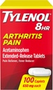 Tylenol 8HR Arthrite Caplets de soulagement de la douleur, 650 mg d'acétaminophène pour l'arthrite mineure et la douleur articulaire, réducteur de fièvre, libération prolongée, doux sur l'estomac, 100 ct