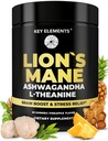 Extrait de haute force Gommies de champignons de lion biologique avec Ashwagandha & L-Theanine - Suppléments de cerveau de lion pour mémoire et relaxation - Gommies de champignons pour Focus
