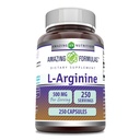 Formules étonnantes L-Arginine Supplément de 500 mg 250 capsules Amino Acid Supplément pour les hommes et les femmes