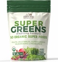 Fermes de campagne Super Greens Saveur naturelle, 50 Super aliments biologiques, USDA Mélange de boisson biologique, Fruits, Légumes, Super Greens, avec fibre, champignons et probiotiques, soutient l'énergie, 60 portions, 900g