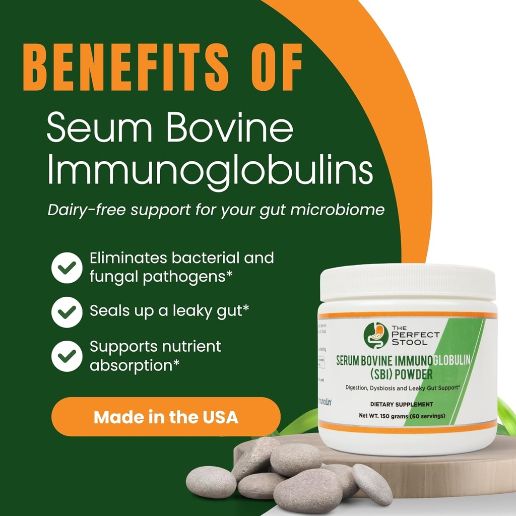 60 Servings – Contains Patented IgG Ingredient Immunolin® – Same Ingredient Used in Leading SBI Formulas – Serum Bovine Immunoglobulin (SBI) Powder – 150g Pure IgG with No Additives