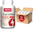 Jarrow Formulas L-Carnitine 500 mg, Dietary Supplement, Support for Cellular Energy Production, 50 Veggie Capsules, 50 Day Supply Daily (Pack of 12)