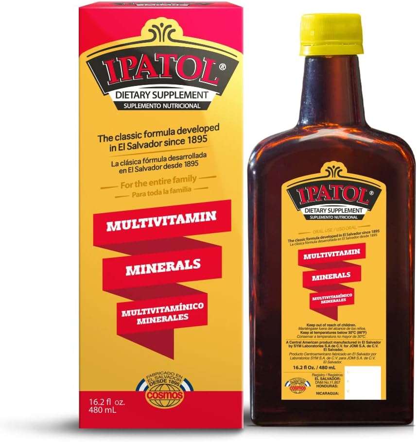 Supplément multivitamine, depuis 1895. Vitamine A, D, calcium, fer, manganèse, sodium, potassium. Supplémento multivitaminico, Desde 1895. Vitamine A, D, Calcio, Hierro, El Salvador