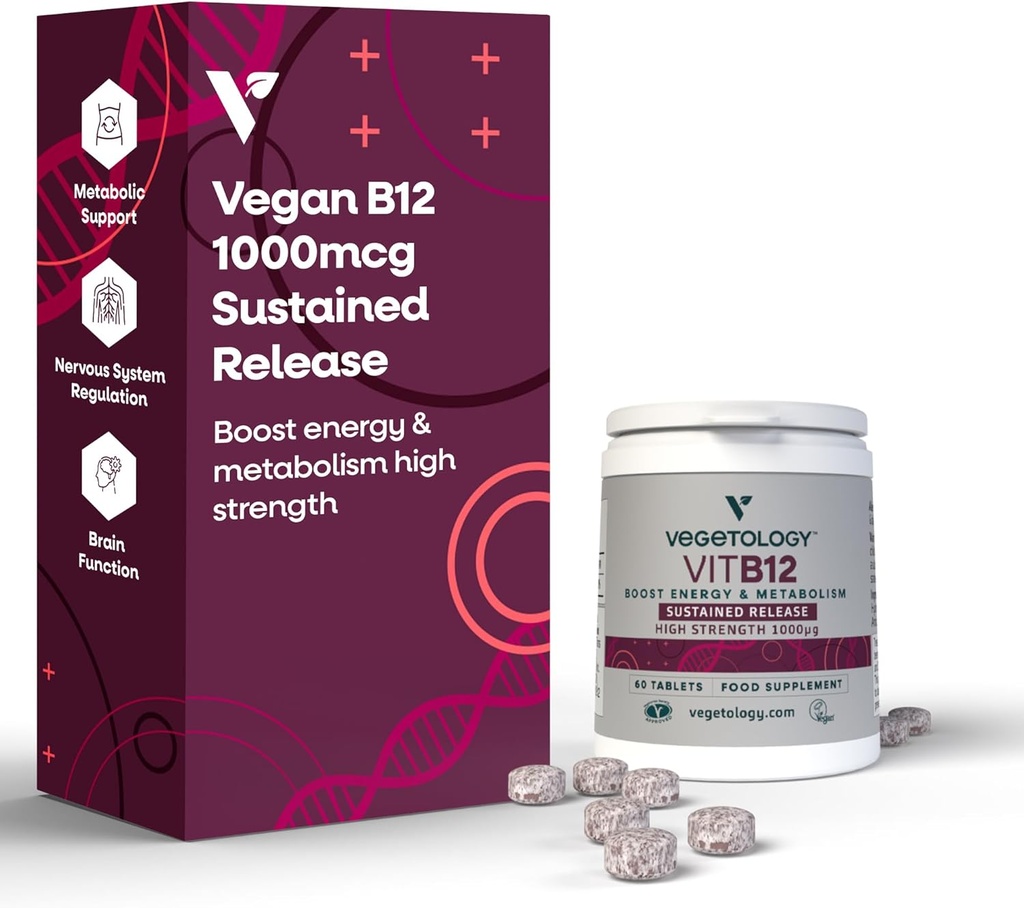 Suppléments de vitamine B12 – Végétaux B12 Vitamines pour le soutien énergétique – VIT B12 Suppléments de vitamine pour tous les âges – Vitamine B12 1000 Mg (60 onglets)