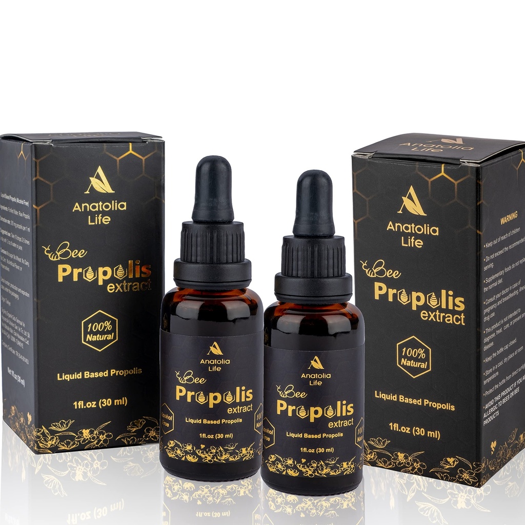 Extrait naturel de propolis d'abeille, 30 mL, booster avancé du système immunitaire de teinture liquide et la défense saisonnière, supplément à base de plantes à haute puissance pure, non-OGM (Propolis (2) Pack)...