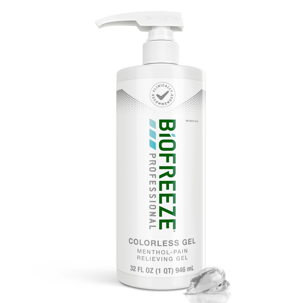 Biogeler Gel professionnel soulagement de la douleur pour genou, cou, hanche, articulaire, épaule, & simple mal de dos, Arthrite soulagement de la douleur, mal de muscles, sans couleur gel menthol 32 Fl Oz