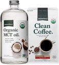 Natural Force Bio Ground Clean Coffee + Bio MCT Oil Bundle – 100% pur Coconut MCT & Mold & Mycotoxine sans café – Non-OGM, Keto, Paleo et Vegan - 10 Oz Sac et 32 Oz bouteille en verre