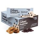 Barres de protéines de collagène parfaites, collagène gras sans gluten + MCT Huile, faible teneur en glucides, pas de sucre ajouté, haute teneur en protéines collations, aliments de régime kéto, 11g de protéines, 18g de gras, 3g de glucides nets, croustilles de chocolat, 12 barres