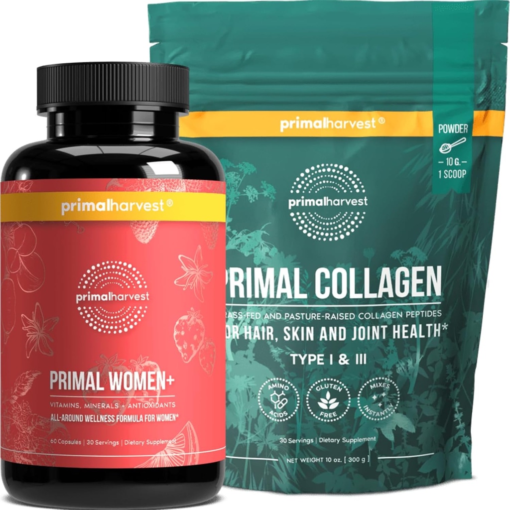 Primal Récolte Multivitamine & Collagène Suppléments en poudre pour les femmes, Bundle