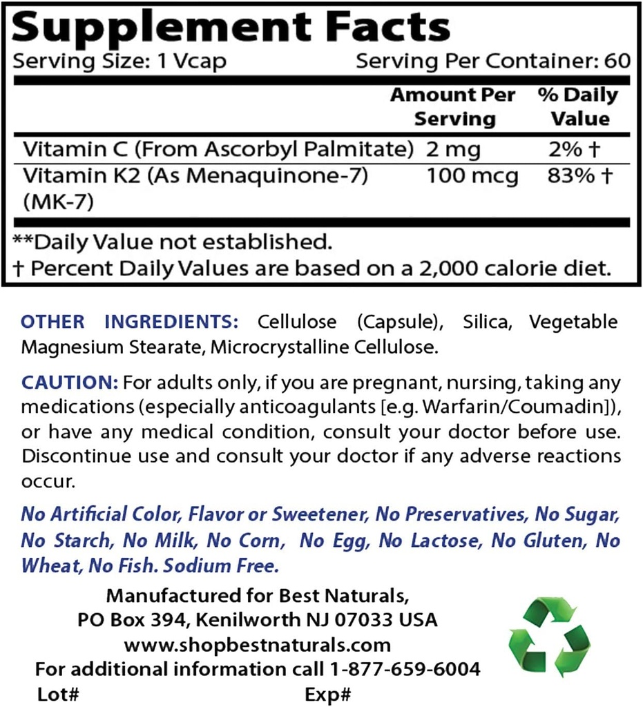 Meilleurs Naturals MK-7 100 mcg & Quercetin avec Bromelain