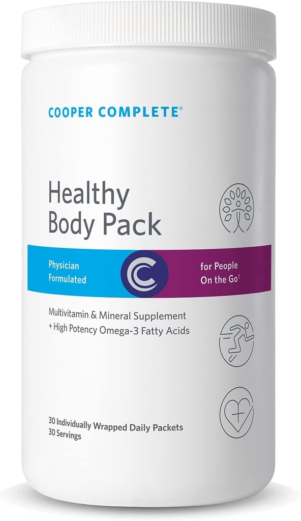 Cooper Complete - Pack pour le corps sain - Pack vitaminique quotidien avec huile de poisson multivitamine et oméga-3 - 30 Packets par bouteille. Boîte de 2