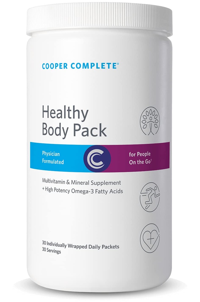 Cooper Complete - Pack pour le corps sain - Pack vitaminique quotidien avec huile de poisson multivitamine et oméga-3 - 30 Packets par bouteille. Boîte de 2