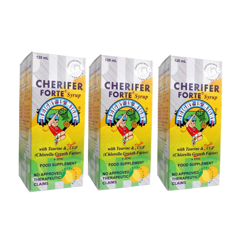 3 CHERIFER Syrup fort avec facteur de croissance Taurine et Double Chlorelle + Zinc 120ml