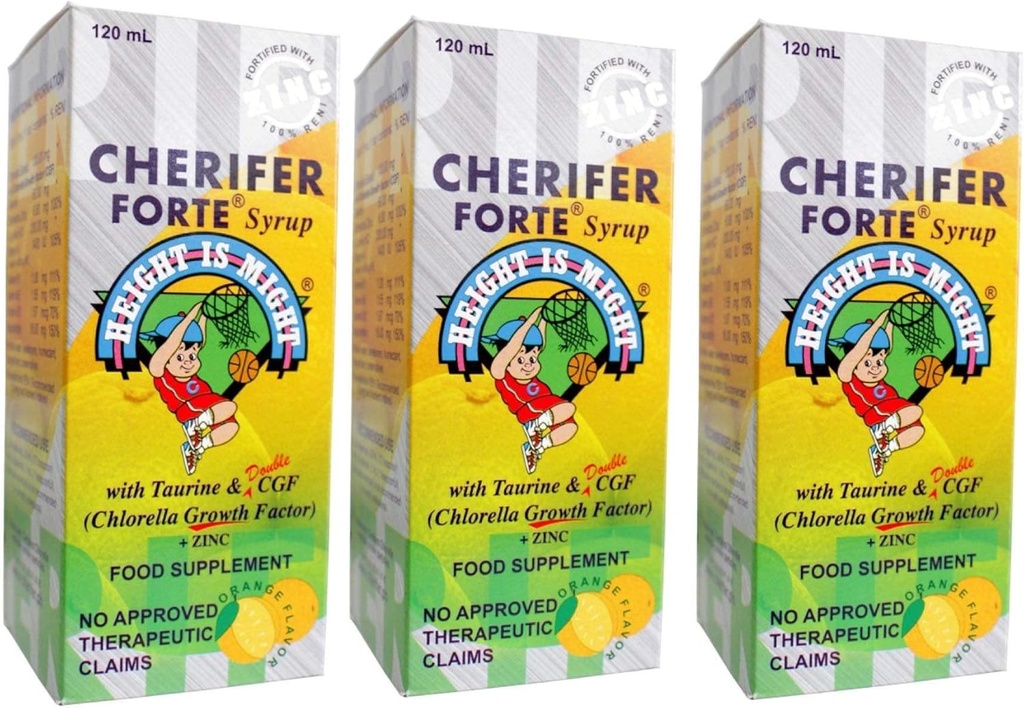 3 CHERIFER Syrup fort avec facteur de croissance Taurine et Double Chlorelle + Zinc 120ml