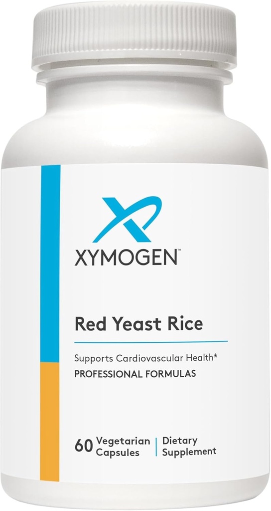 Riz de levure rouge XYMOGEN - Supplément de levure rouge non OGM pour aider à maintenir des niveaux déjà sains de lipides sanguins + cholestérol - Soutien cardiovasculaire - Testé sans citrine (60 capsules)