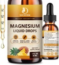 (2 pack) Glycinat de magnésium gouttes liquides avec citrate et taurate, complexe de magnésium à haute absorption 1200mg avec GABA, L-théanine, D3 et B6 pour calme, sommeil, relaxation - Arôme d'ananas 2 Fl Oz