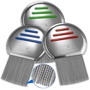 Peigne de lice - (paquet de 3) Traitement de la tête de lice qui est emballé individuellement en acier inoxydable professionnel Louse et Nit Peignes enlève les œufs avec des conseils arrondis pour le confort