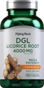 Piping Rock DGL Licorice Comprimés à mâcher 4000mg environ 180 Nombre Mega Potency Déglycyrrhizinisé.