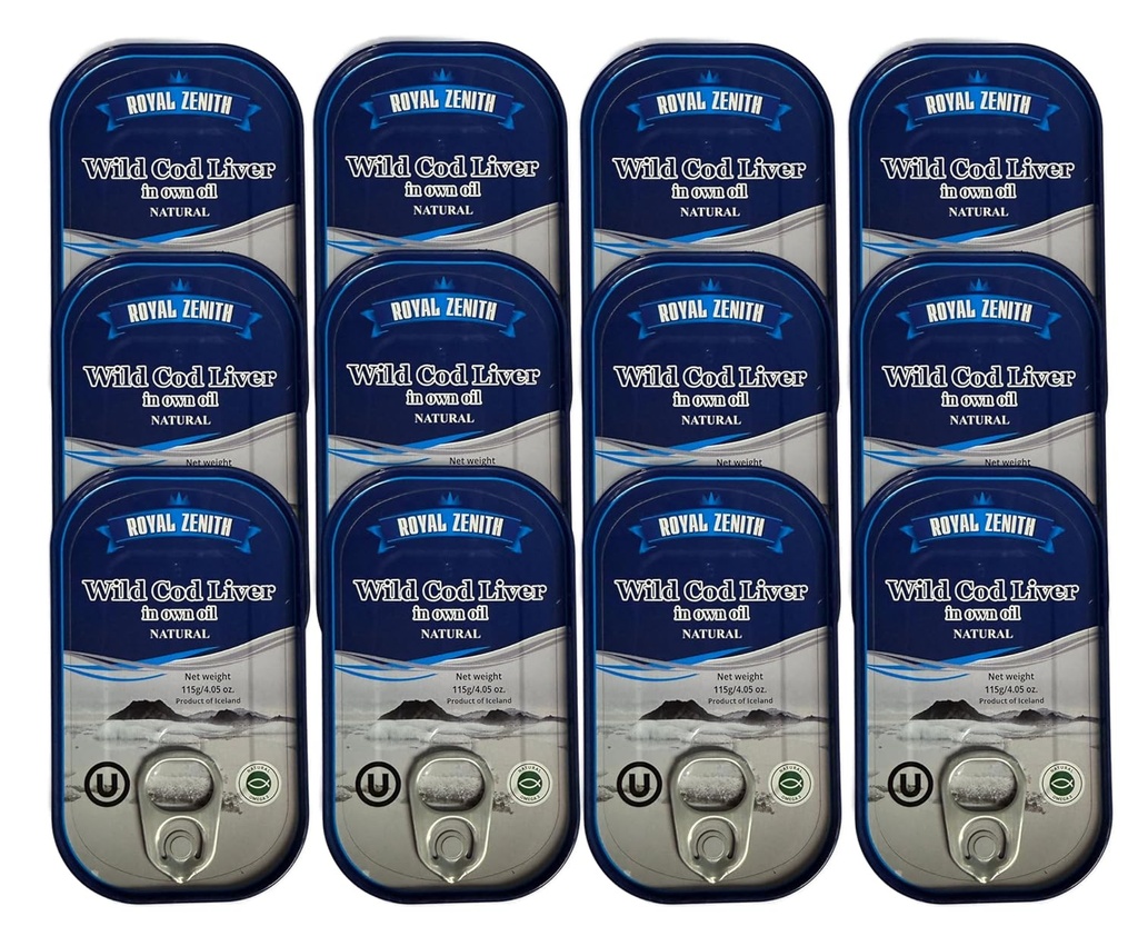 Royal Zenith Cod sauvage islandais foie 4,05oz/115g Pack de 12