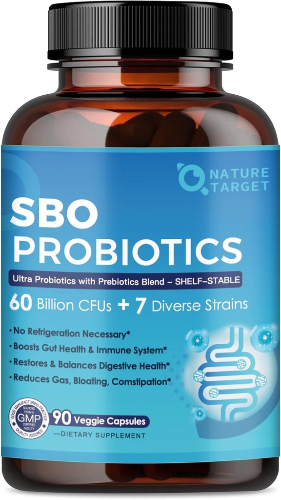 Probiotiques pour les femmes et les hommes Santé digestive,60 milliards d'UFC Spore Probiotiques avec des prébiotiques pour l'immuno, la santé de Gut, SBO Soutien probiotique Constipation occasionnelle, gaz et ballonnement, 90 capsules de Veggie