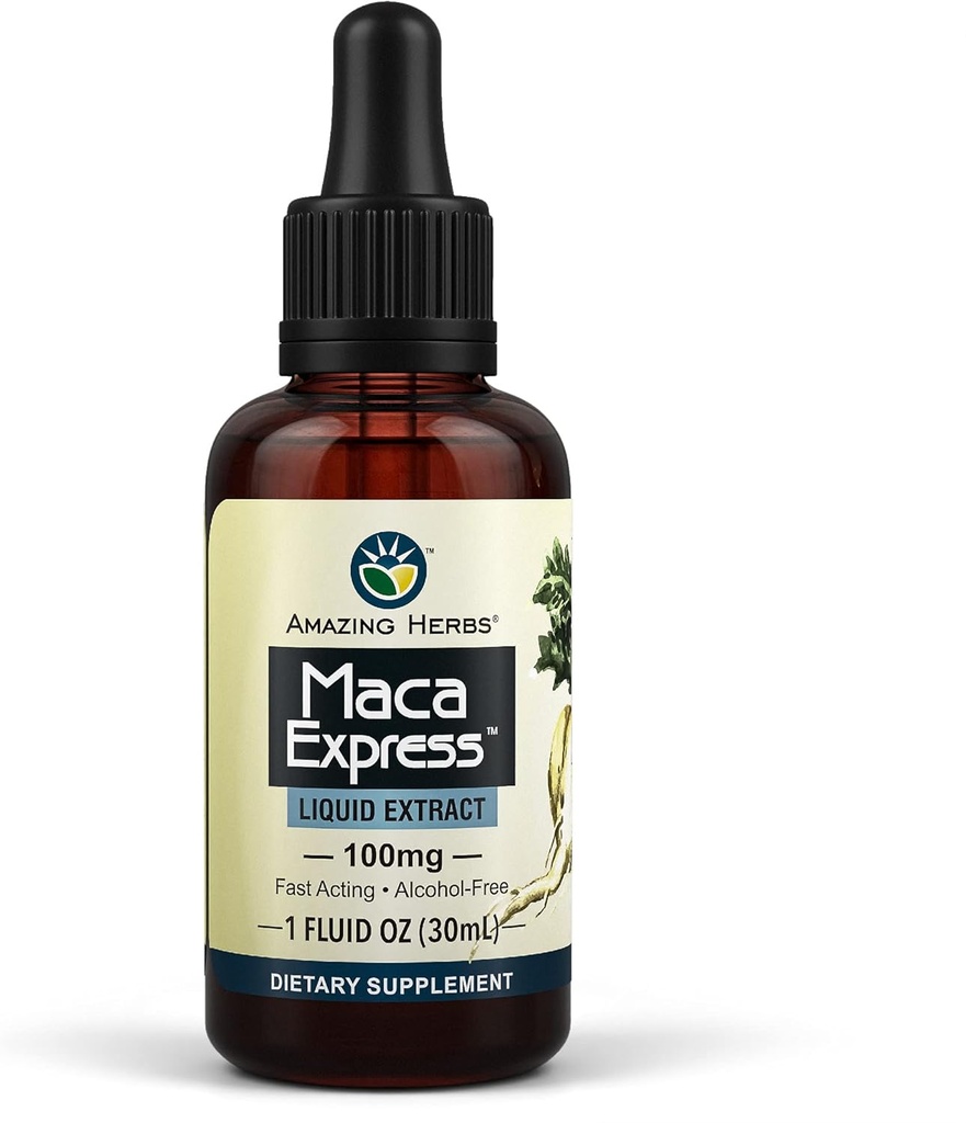 Extrait liquide de Maca Express - Extrait de Maca péruvienne, favorise l'endurance, l'énergie, l'endurance et la clarté mentale - 1 Fl Oz
