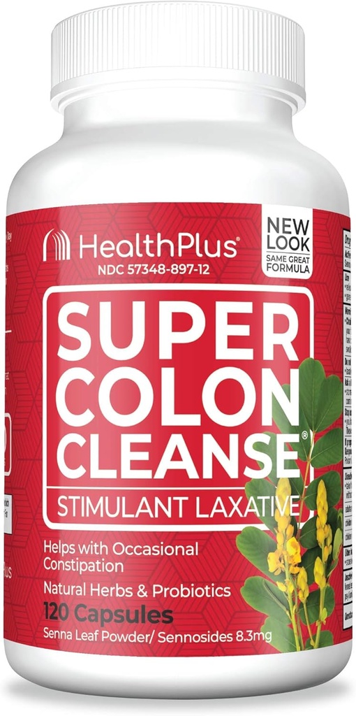 Health Plus Super Colon Cleanse Laxative, 530 Milligrams, 120 Count (Pack of 1)