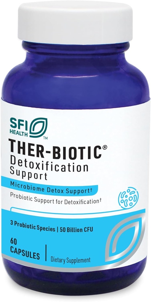 SFI Health Klair Labs Ther-Biotique Probiotic Supplement - 50 milliards CFU Probiotics - soutient GI Detox, Digestive + Colon Health - Hypoallergénique Lactobacillus + Bifidobacterium (60 capsules)