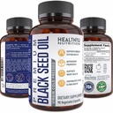 Capsules d'huile de graines de cumin noir premium - Virgin Cold Pressed Nigella Sativa Black Seed Oil Pills - Supplément de soutien immunitaire - Omega 3 6 9 Vitamine E Blackseed for Nails Hair Skin 1000 mg p/Serving