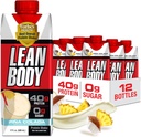 Lean Corps prêt à boire Pina Colada Protein Shake, 40g de protéines, mélange de lactosérum, 0 sucre, sans gluten, 22 vitamines et minéraux, 17 Fl Oz (paquet de 12)