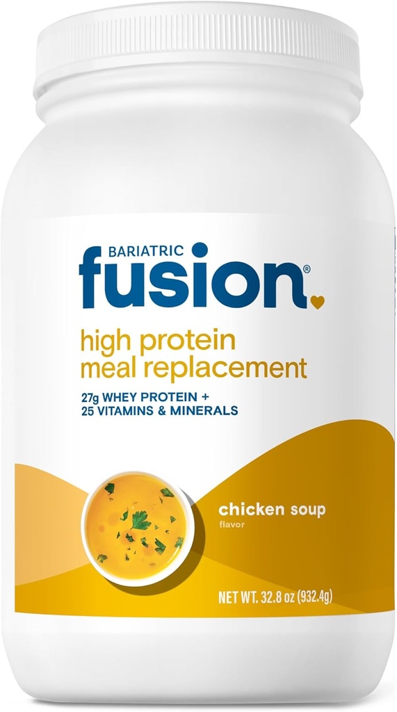 Fusion bariatrique Soupe de poulet Remplacement des repas 27g Poudre de protéines, 21 Tuyau de service pour les patients de chirurgie bariatrique, y compris le pont gastrique et la gastrectomie des manches - Pas de gluten, d'aspartame ou de sucre