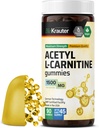 BIO KRAUTER acétyl L Gummées de carnitine - 1500 mg Résistance - 90 Cuillères véganes - Supplément d'acide amino-acétyl L de carnitine - Pectine, non-OGM