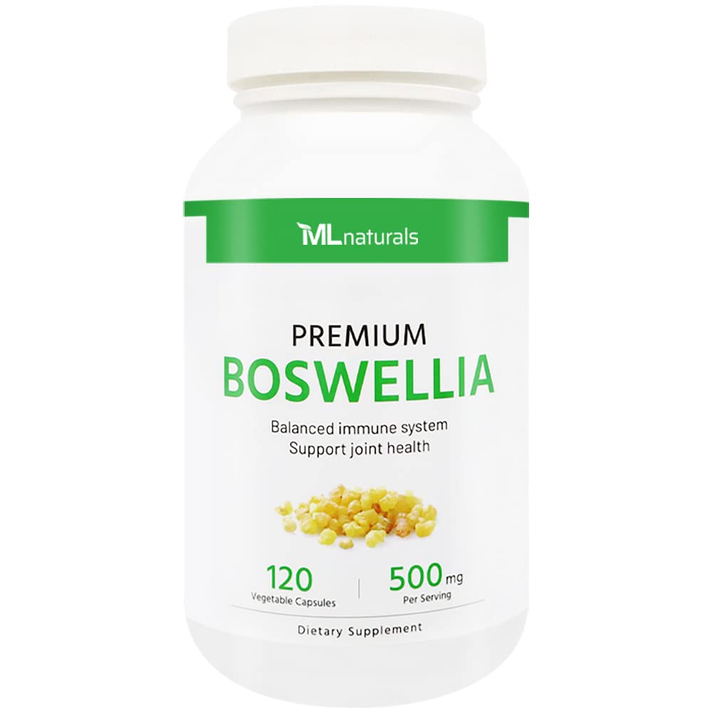ML Naturals Premium Boswellia, 120 capsules végétales (65% d'acides boswelliques). Soutien conjoint sain. Non-OGM, NSF-Certifié et cGMP-Compliant